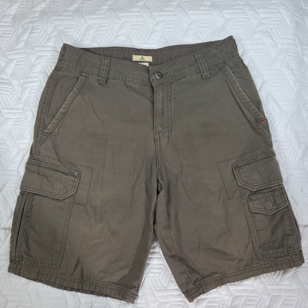 Ascend Cargo Short Men 34  Ripstop Multi Pocket Hiking Outdoor Olive/Brown Sport